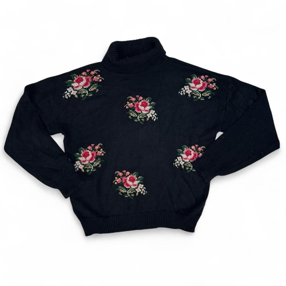 Vintage Worthington Cross Stitch Floral Sweater